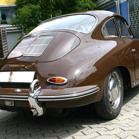 Komplettlackierung eines Porsche 356 (Heckansicht). Produziert von Ruprecht Werbeland aus Krauchenwies.